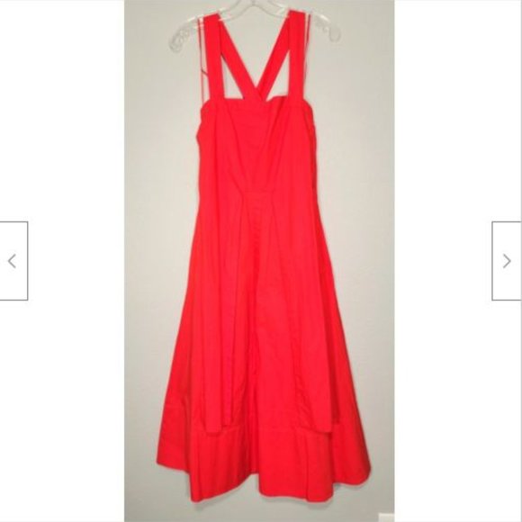 NWT Proenza Schouler Orange Cotton Poplin Apron Midi Dress 0 - Picture 5 of 11